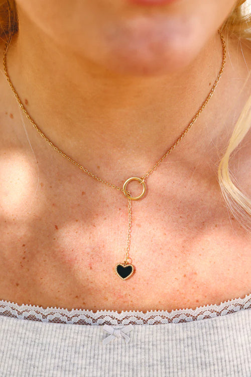 18K Gold Heart Drop Necklace